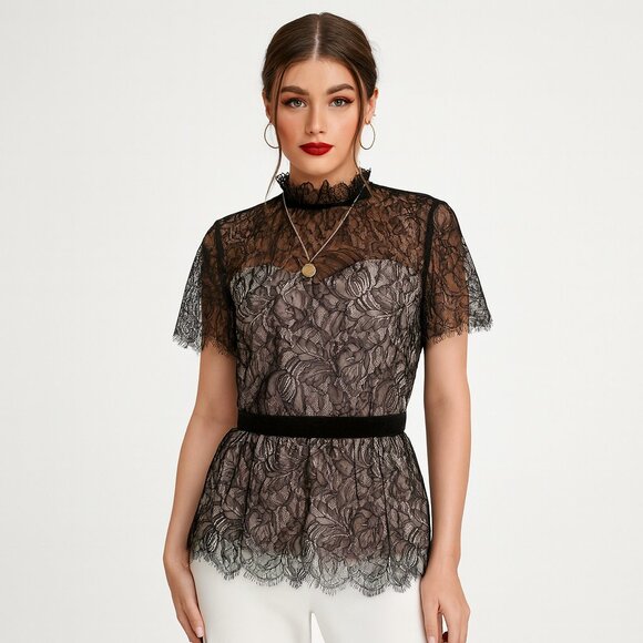 White House Black Market Lace Blouse NWT 6 - Picture 9 of 9